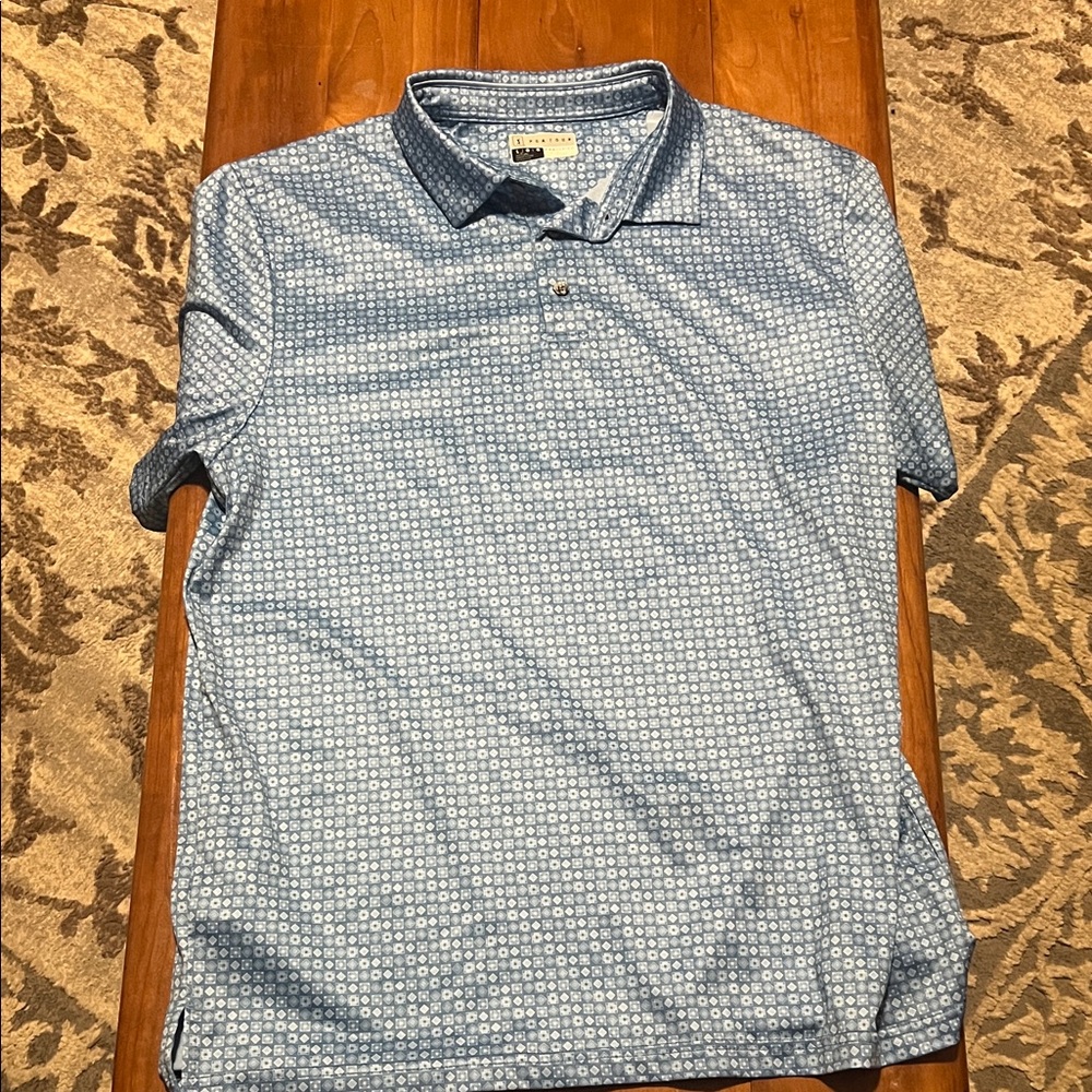 PGA Tour Light Blue Patterned Polo Shirt